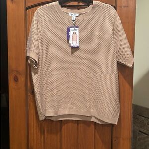 Nine West XXL Chic Beige Knit Short Sleeve Top